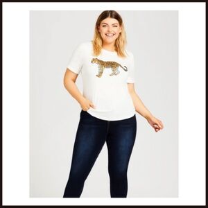 White Wild & Free Cheetah Cotton Tee Size 2X